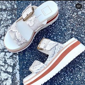 Dolce Vita Macen Sandals In Bone Snake Print Leather